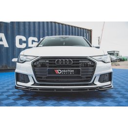 Накладка сплиттер на передний бампер на Audi A6 C8 S-Line / S6 C8